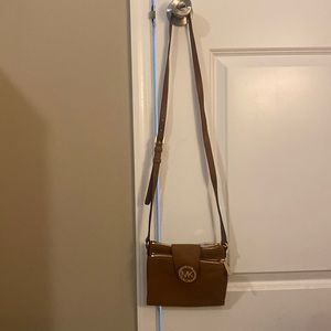 MK tan leather cross body